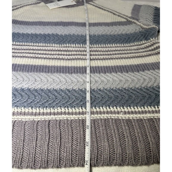 VICI Oakwood striped crewneck wool blend beige/lilac Women knit Sweater SzXL NEW - Picture 3 of 11
